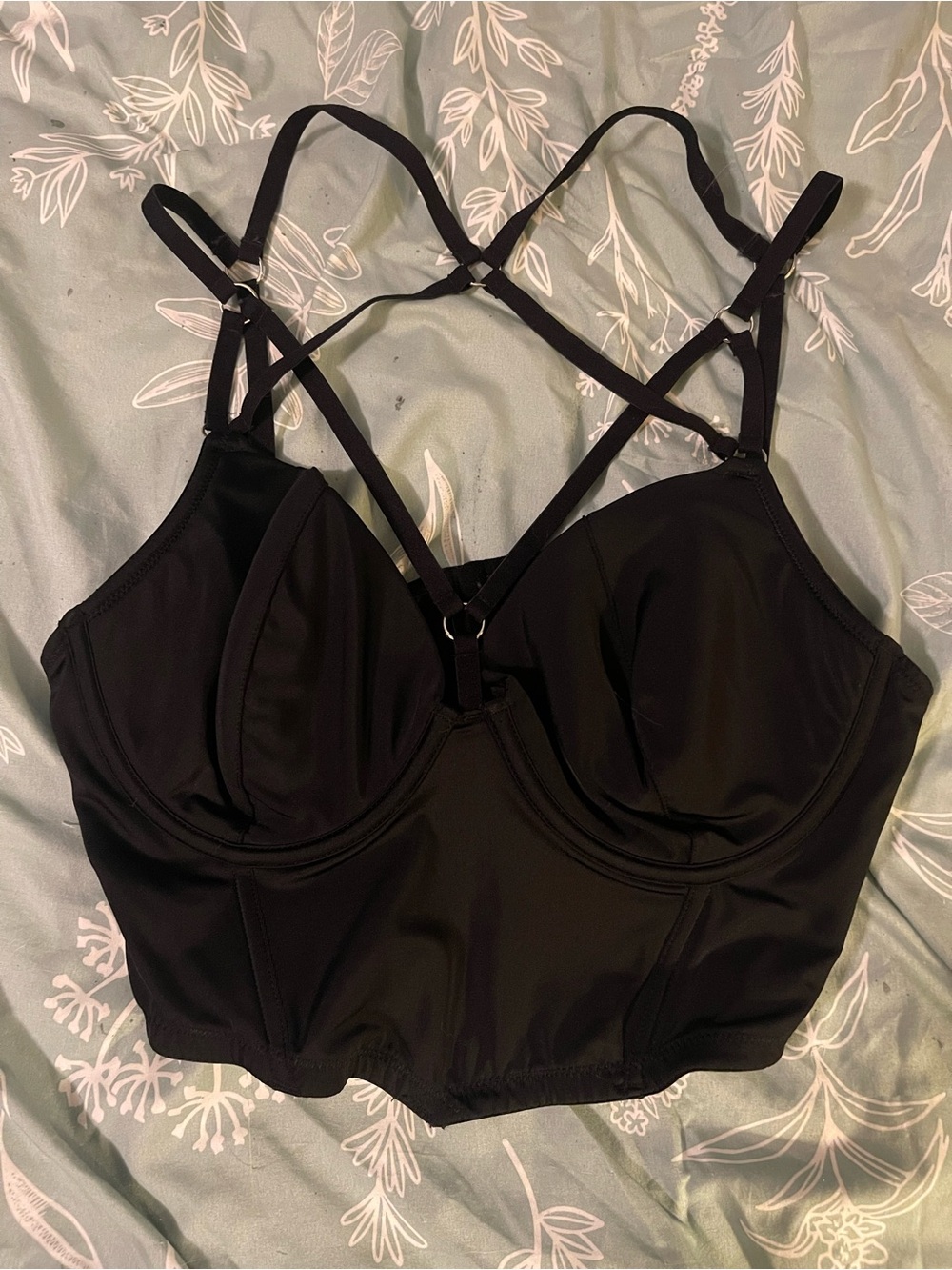 Killstar Black Strappy Longline Underwire Bralette